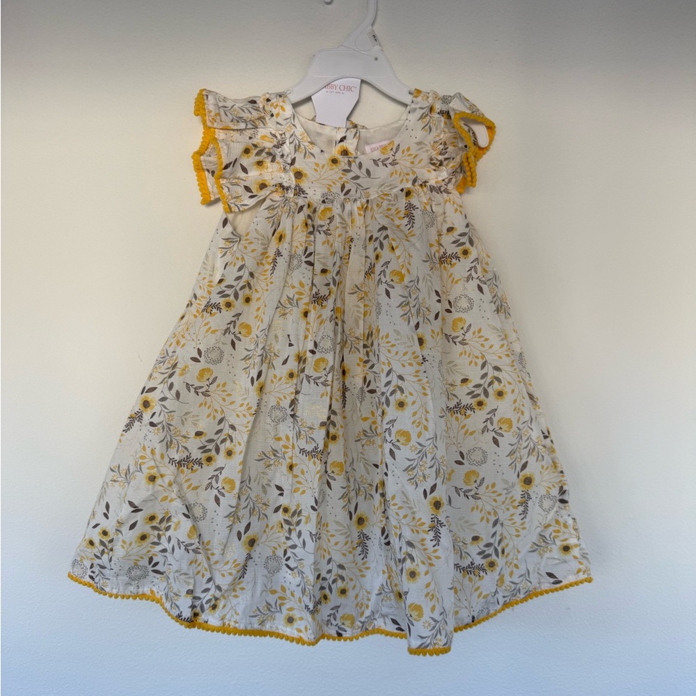 Shabby Chic Floral Yellow and White Kids Dress size 3t NEW!